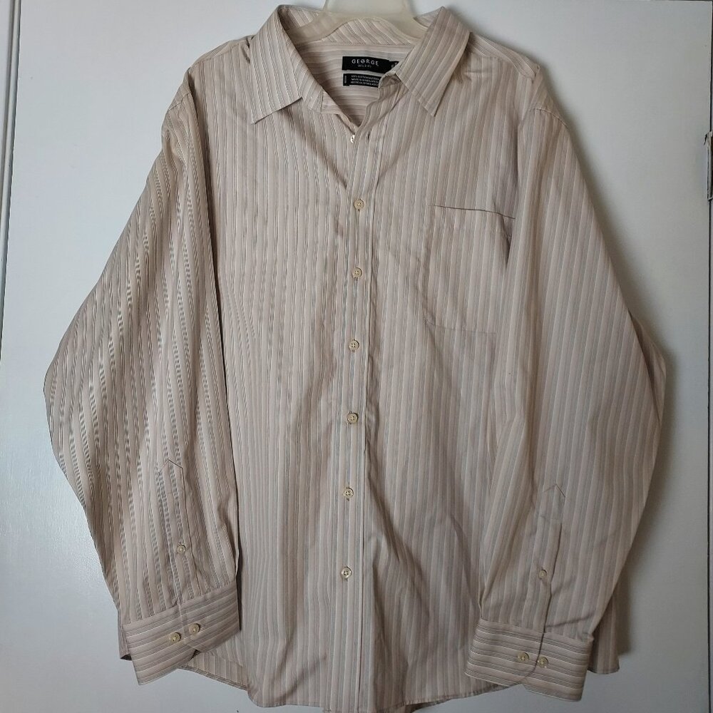 George 3XL Striped Button Down Dress Shirt